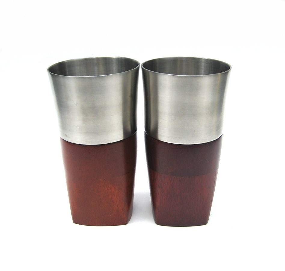 Wood & Steel Tumblers - Modern Industrial Design