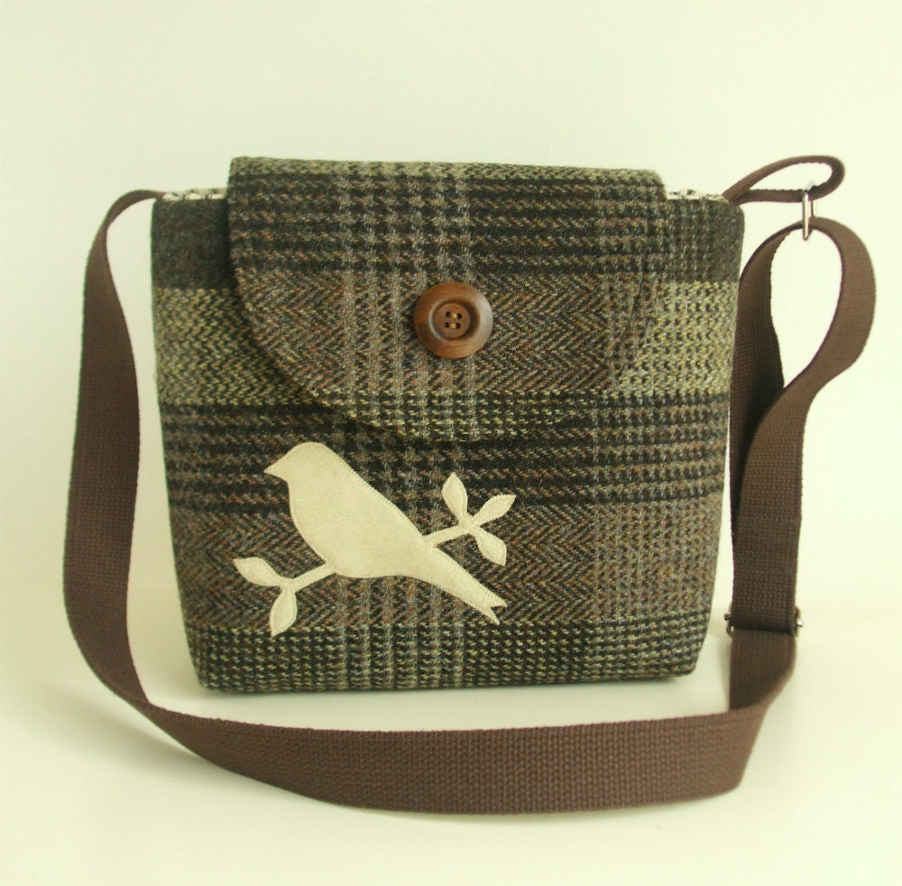 Harris Tweed Satchel - Bird Messenger - Cross Body - Check - Plaid - Tartan