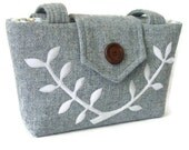 Harris Tweed Wayfarer Purse - One of a Kind - Handmade Leafed Branch Applique