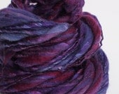 Handspun merino and silk yarn Thick and Thin bulky 42yds Blueberry and Plumsicle