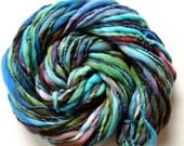 Handspun yarn Thick and Thin merino bulky 52 yards Paua
