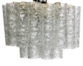 Regency Murano Venini Doira Icicle Glass Tubular Chandelier