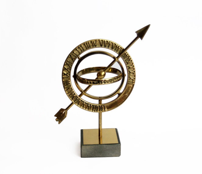 Vintage, English, Brass Armillary or Globe