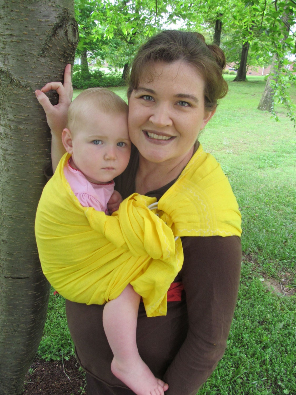 Linen Ring Sling- Sunshine 100% LINEN - Baby/Toddler Carrier - DVD included