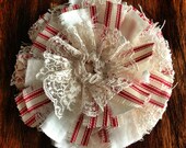 Raw Edge and Lace Flower Pin