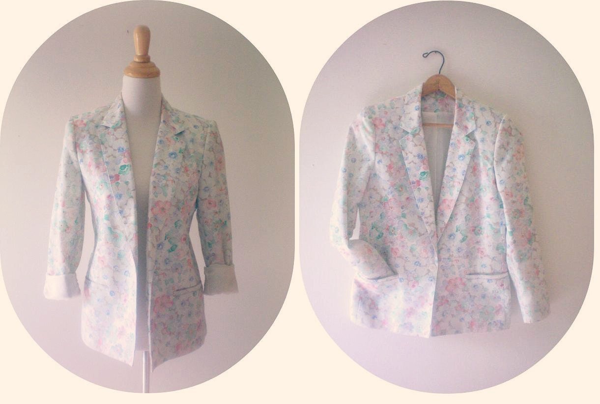 Vintage Pastel Floral Blazer