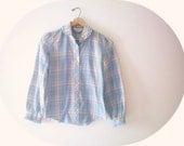 Vintage Plaid Ruffle Trimmed Top