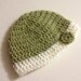 Crochet Baby Boy Beanie Olive Green and Cream