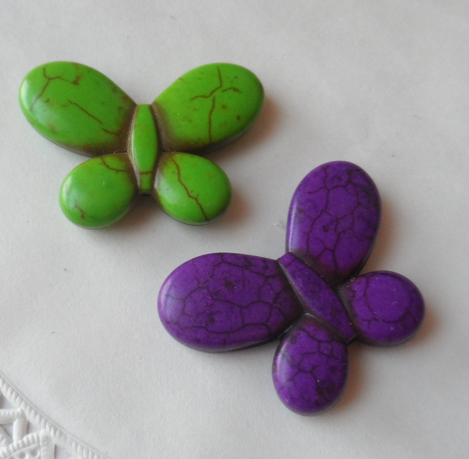 Green and Purple Magnasite Butterfly Beads