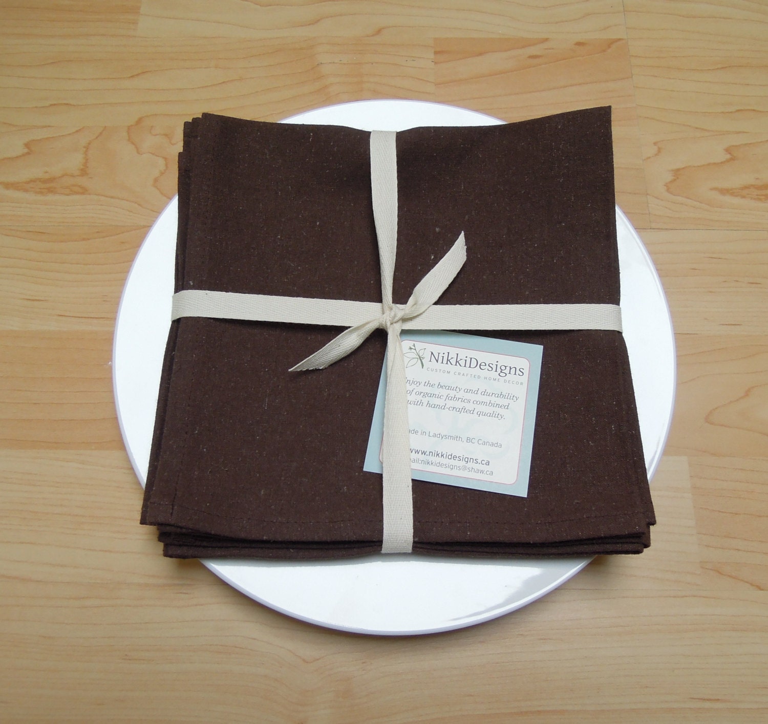 Organic Napkins, Table Linens, Hemp/Cotton,  Java, 4