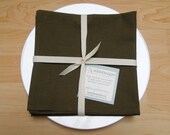 Organic Napkins, Table Linens, Hemp Cotton, Olive Green, 4