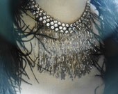 Art Deco Style Vintage Rhinestone and Silver beaded Necklace