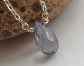 IOLITE Blue Mystic Quartz and Sterling Silver Necklace - Handcrafted Jewelry, Gemstone Necklace, Below 20 Dollars Gift
