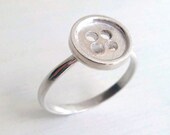 Button Ring - Sterling Silver - Sewing Inspired - Cottage Chic - Modern Design - Handmade - Rustic - Custom - Button Jewelry