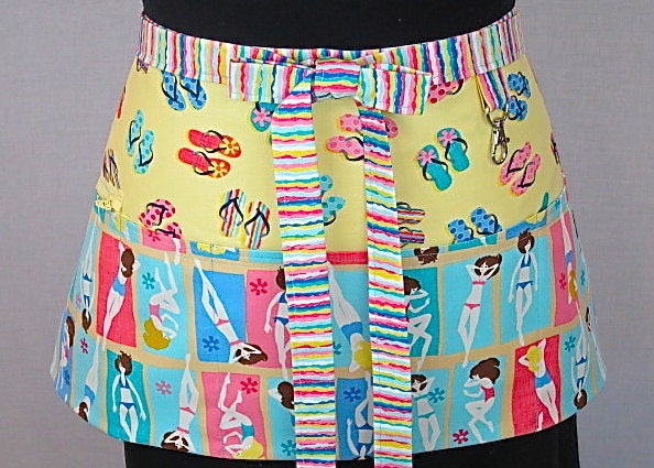 NEW Beach Babes Zipper/Key Clasp Vendor Apron