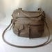 Okinawa leather bag in dove grey // antique brass