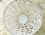 Fleur de Lis & Loop Bowl with Brushed Silver Trim