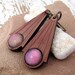 Deco Dangle Earrings - Cedar Wood and Pale Mauve Shimmer - Rustic Antiqued Brass