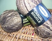 Sensations Casual Boucle Yarn, 2 skeins, Dark Brown and Brown striping yarn