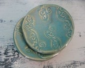 Two Ring Dishes, Jade Green Trinket Dishes, Ceramic Plates