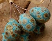 TURQUOISE SHELLS - Fossilized Headpins - Set of 6 Handmade Lampwork  Head Pins