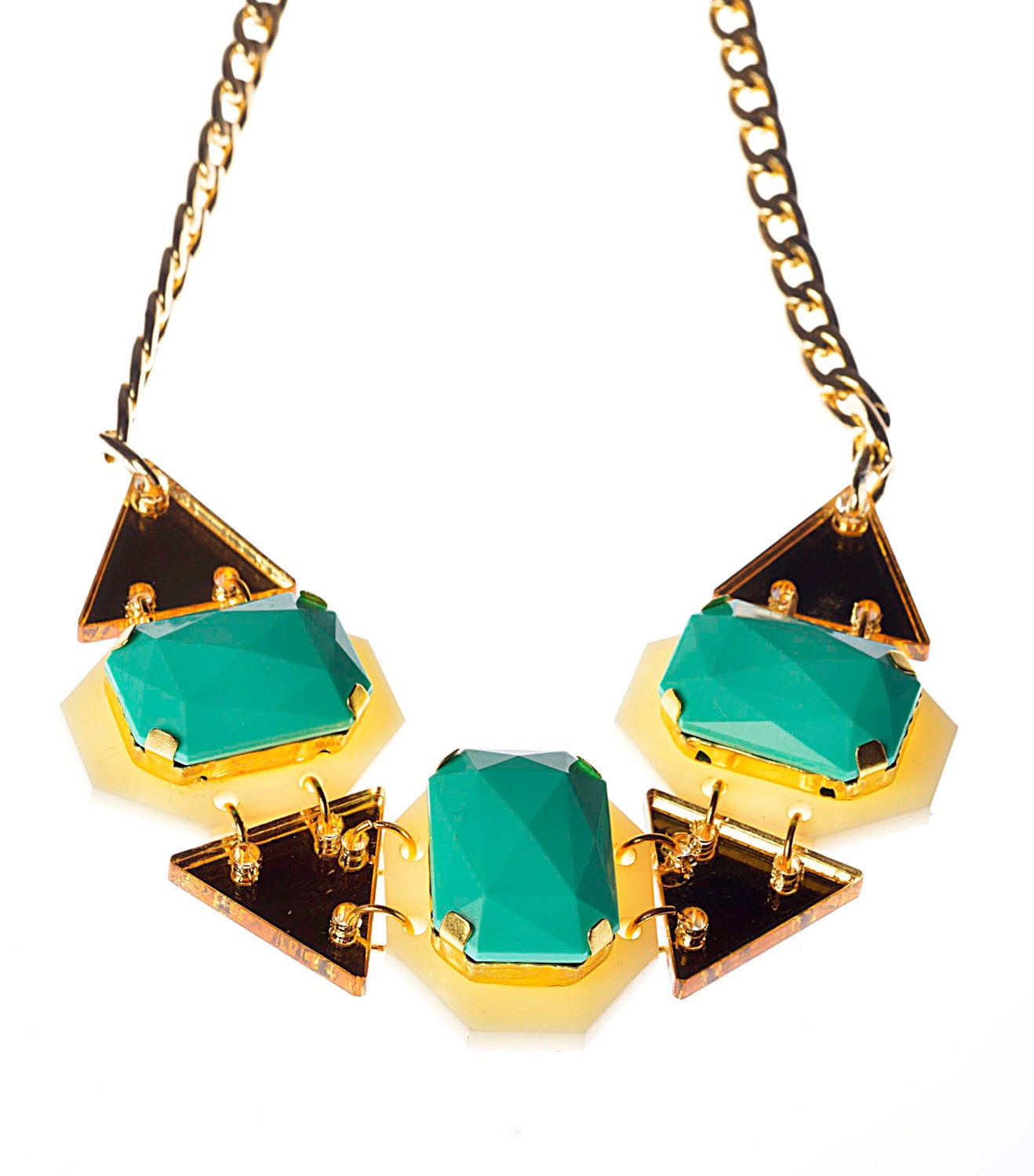 Mint Drops Statement Necklace,Plexiglass Jewelry,Lasercut Acrylic,Geometric Necklace