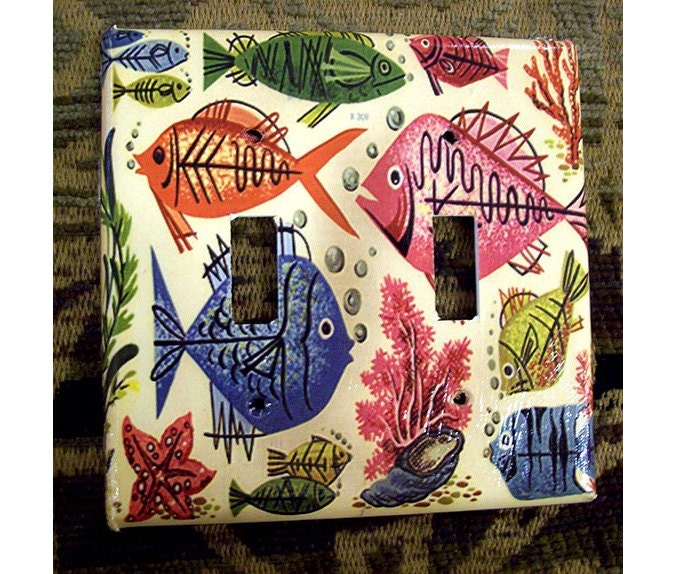 retro fish switch plate cover mid century vintage 1950's atomic era light switch