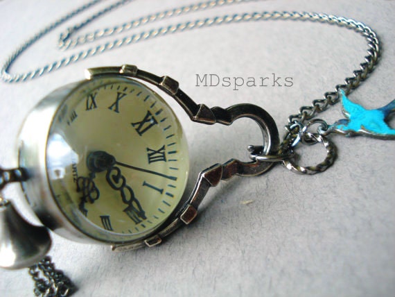 Steampunk Watch Necklace in antique silver