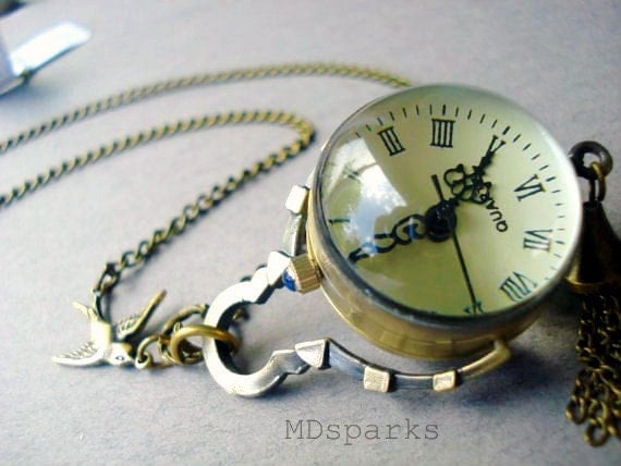 Watch Necklace Jewelry in Antique brass