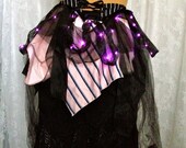 Light up Steampunk utility bustle - Burning Man pocket belt - pink and black pinstripe belt and bustle - Extra Small