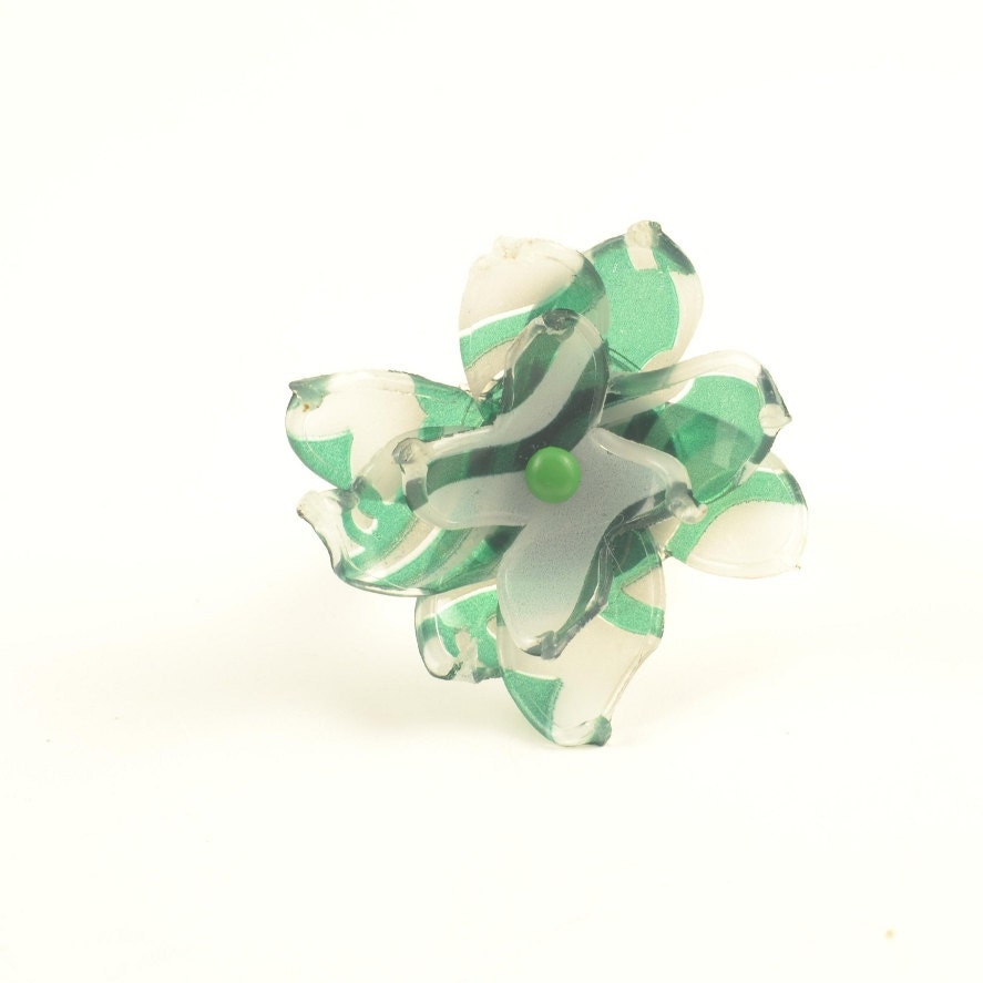 Recycled STARBUCKS Cup Flower Ring ADJUSTABLE Upcycled