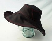 Womens Floppy Hat in Black Cotton : M