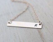 Gold Bar Necklace, Personalized Initial, Keepsake, Mother's, 14k Gold Filled (Not Plated)