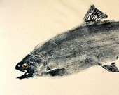 Steelhead Trout  Original GYOTAKU Fish Art Rubbing on natural muslin