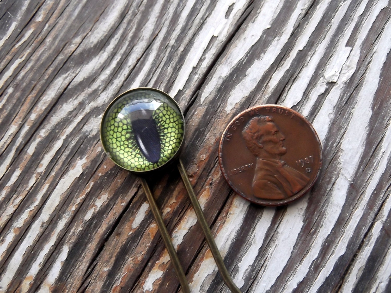 Third Eye, Hair or Bun Pin, Green Eye
