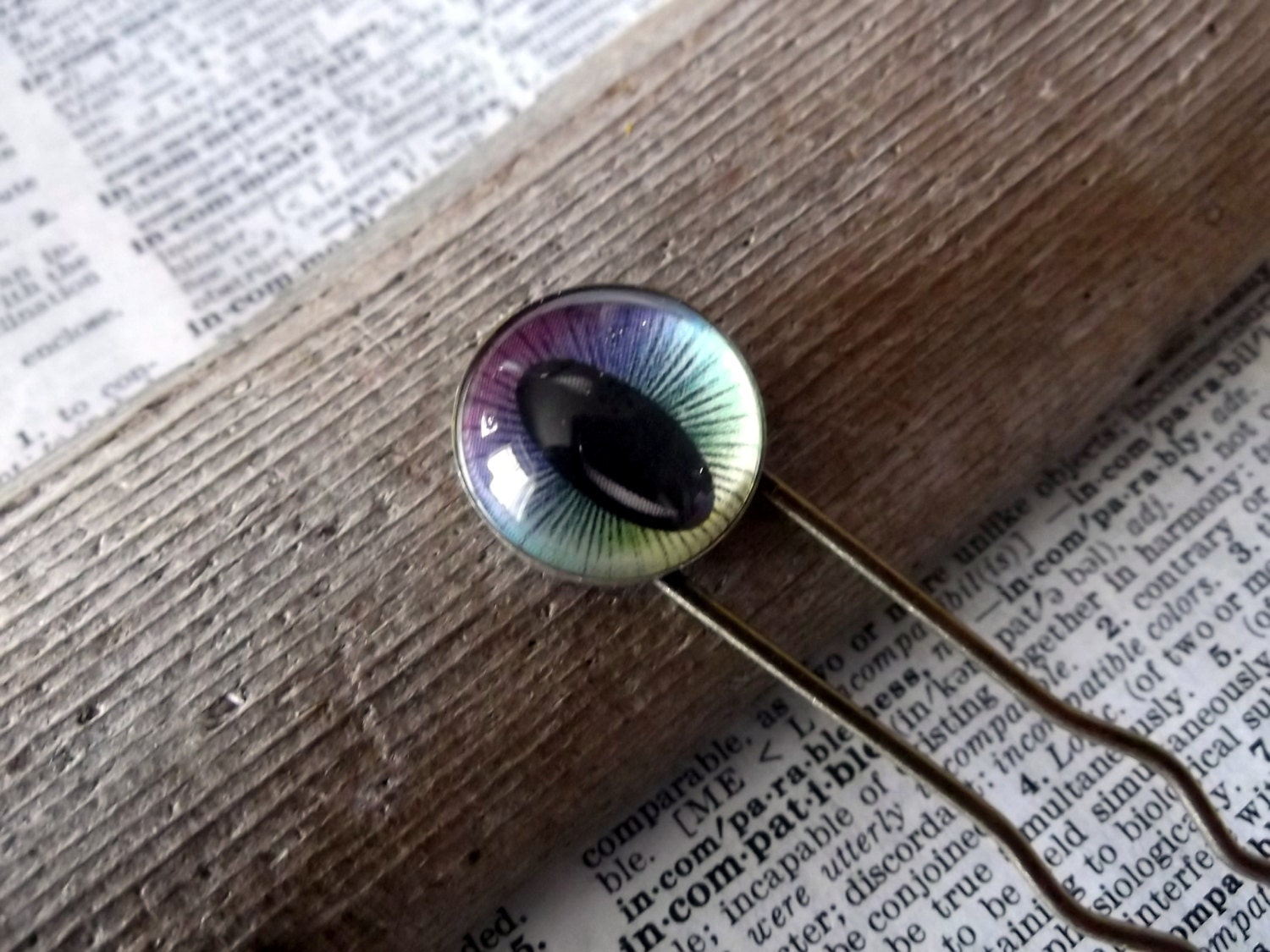 Third Eye, Hair or Bun Pin, Rainbow Eye