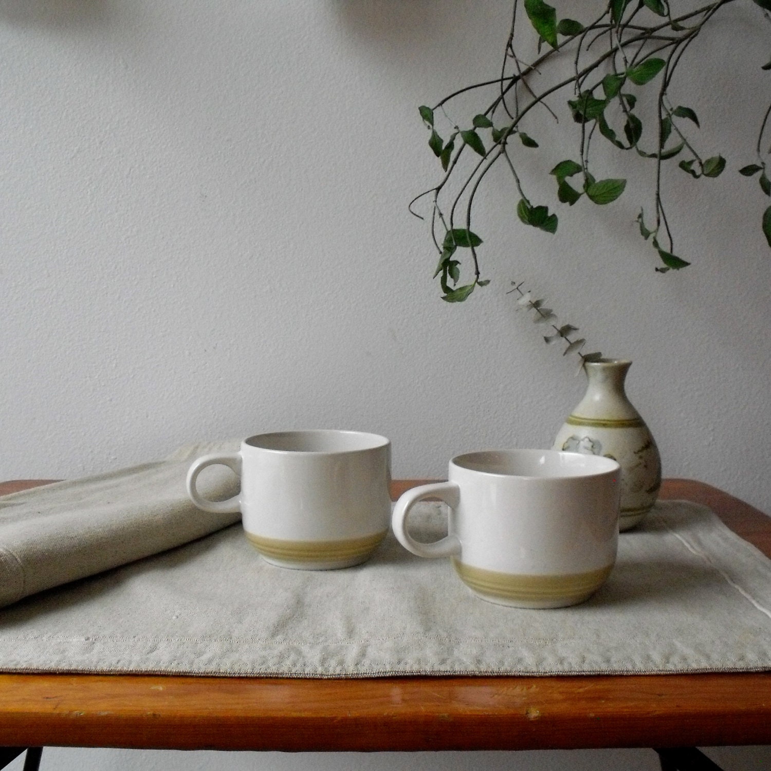 Vintage Cups Set of 2 : Mid Century Stoneware Mugs from Japan