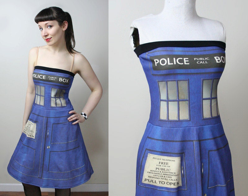 DOCTOR WHO Tardis police box dress - handmade to order - smarmyclothes cosplay costume