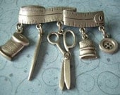 Sewing Notions Brooch Pin Signed JJ