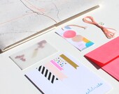 Gift Wrap Set for Birthday Present with Card, Tag, Vintage Map Wrapping Paper, String and tiny  Heart Confetti
