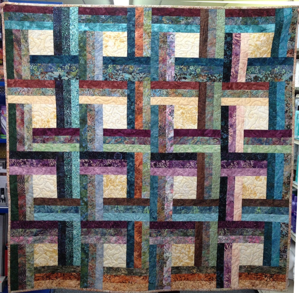 Quilted Batik Lap Quilt/Textile Art