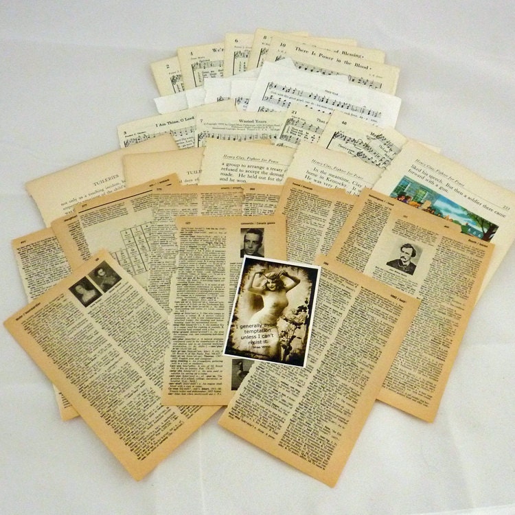 Sale 30 Vintage Music Dictionary book pages   ephemera Scrapbooking, art journals