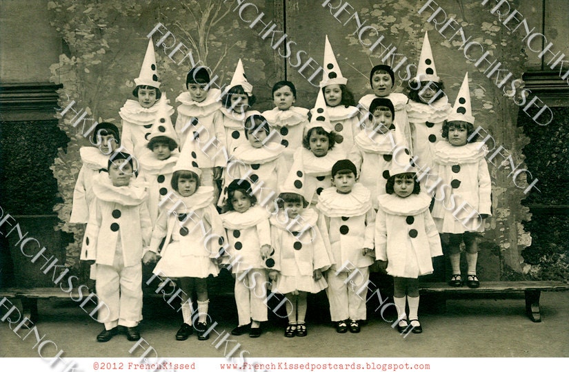 Instant Download PIERROT School class clowns  Antique French postcard DIGITAL Scan