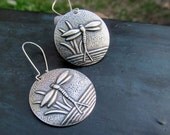 Silver dragonfly earrings Art Nouveau summer silver earrings Nature jewelry