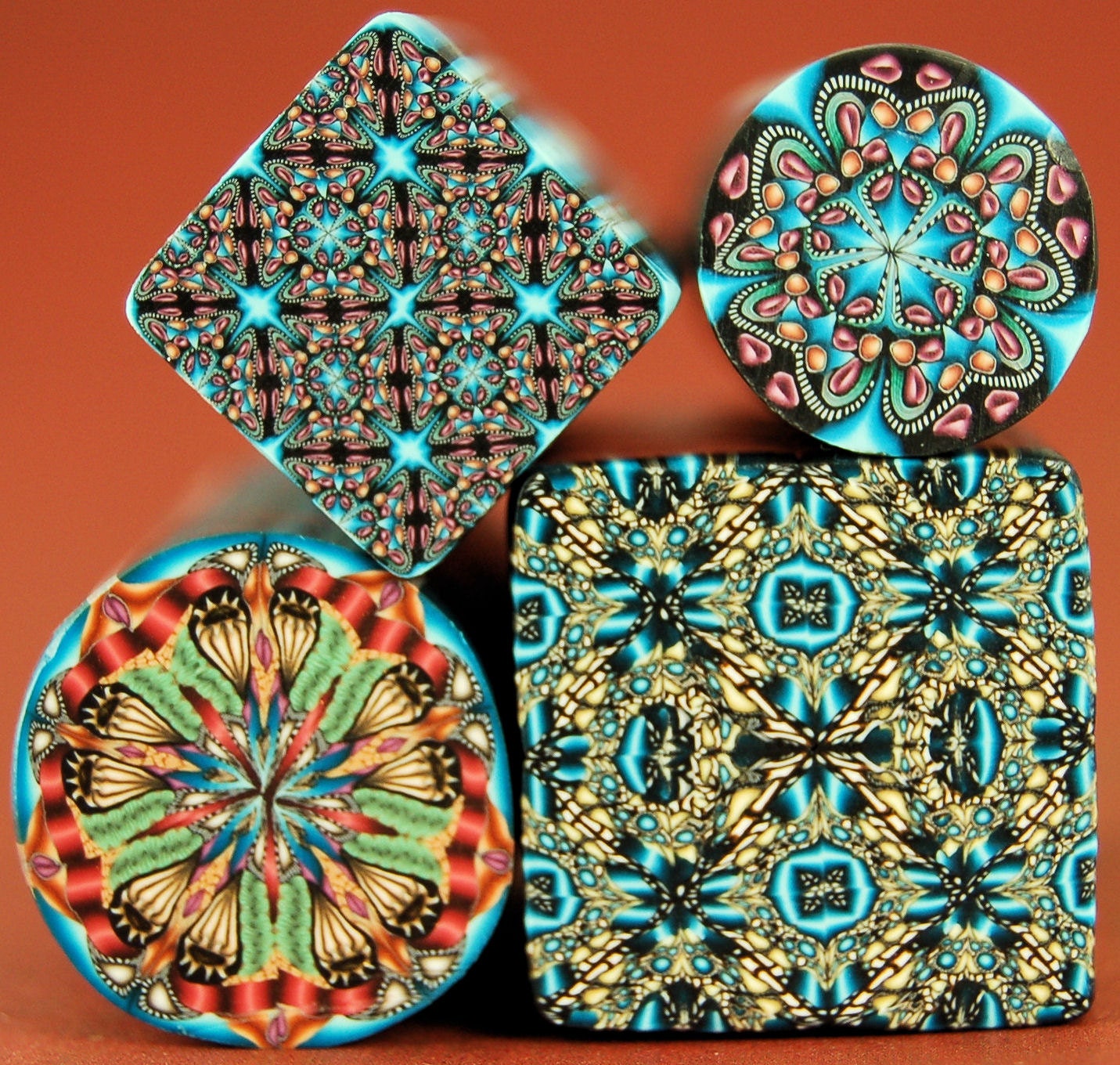 KALEIDOSCOPE CLEARANCE LOT- Set of 4 Polymer Clay Canes -K