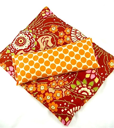 NATURAL HEATING PAD: Mid-Size Back Relief Pack Set, Hot Cold Therapy, Microwavable,Reuseable, Heat Pack,Clay Floral Fabric