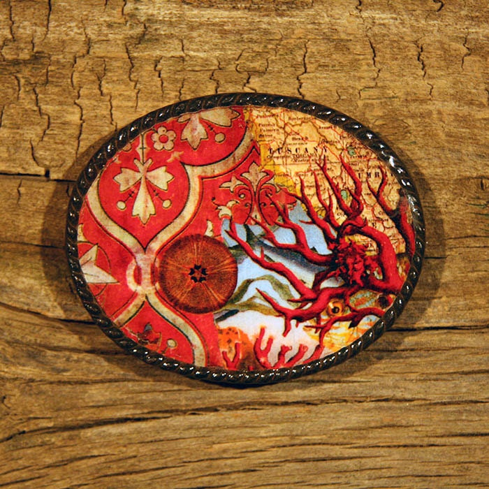 coral and sea urchin fine art belt buckle