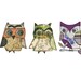Ken, Saffron and Violette - 10x8 GICLEE PRINT, owls, trio, collage, Susan Black