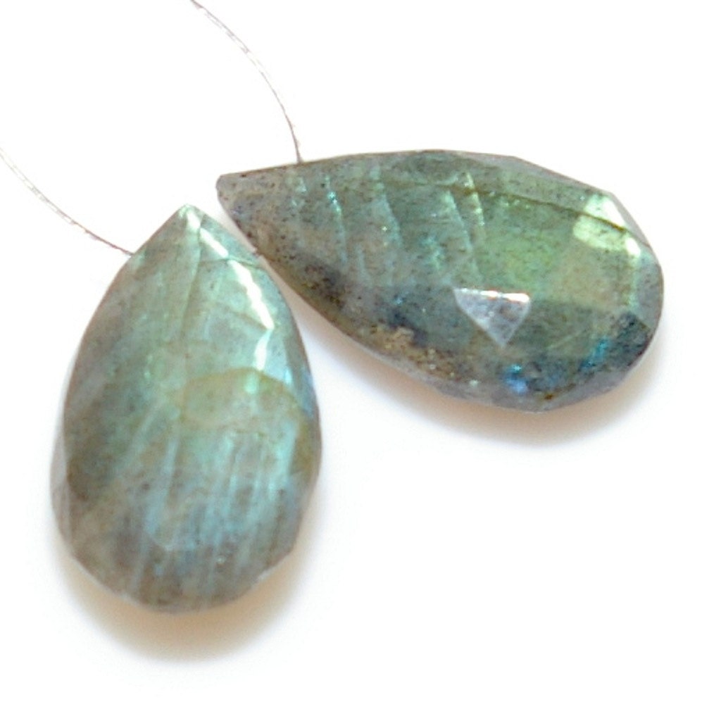 Pair Labradorite Faceted Pear Briolettes