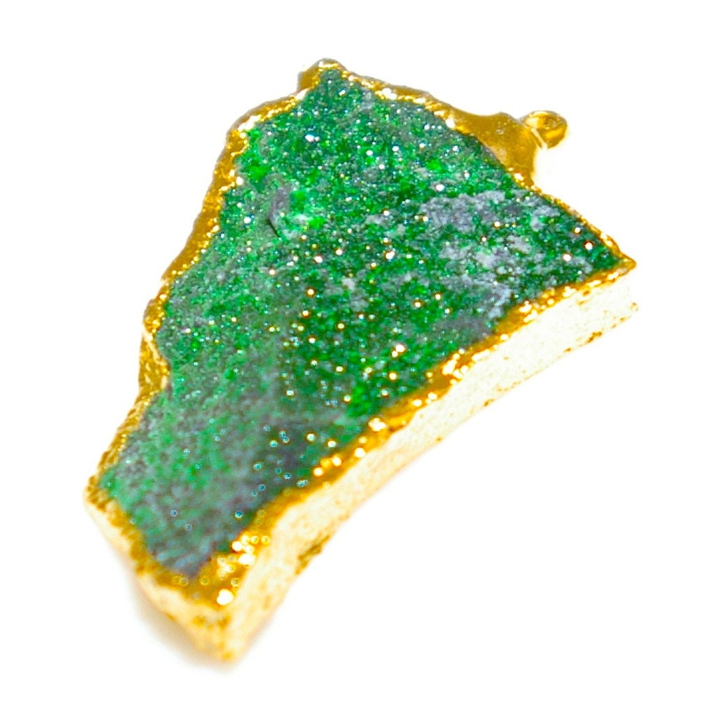 Gold Edged Uvarovite Druzy Pendant
